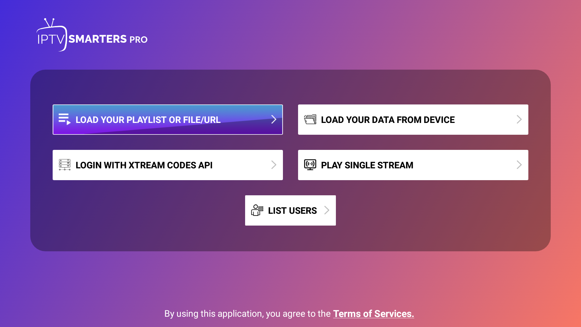 2. SMARTERS SELECT LOAD YOUR PLAYLIST OPTION