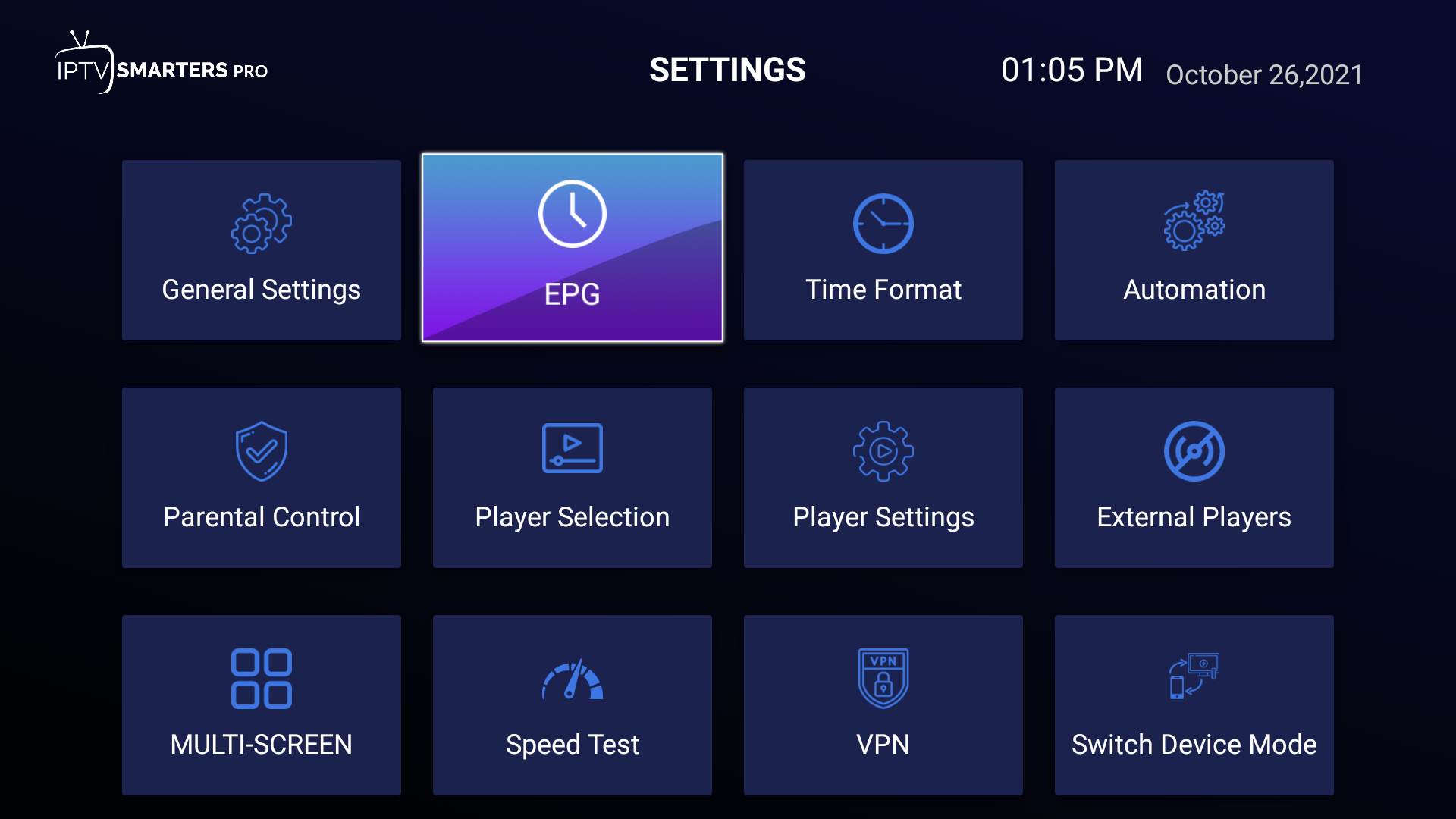 6. SMARTERS SELECT EPG