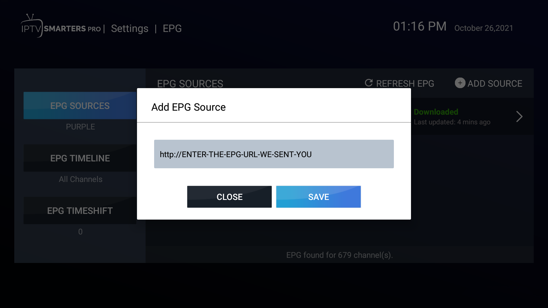 8. SMARTERS ENTER THE EPG URL